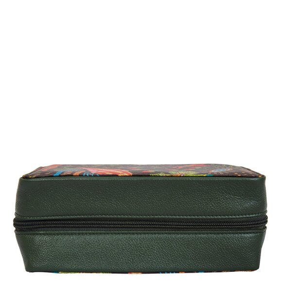 Ladies Hand Crafted Green Printed Fabric Travel Jewellery Case Pouch - Sishka - Picture 8 of 9